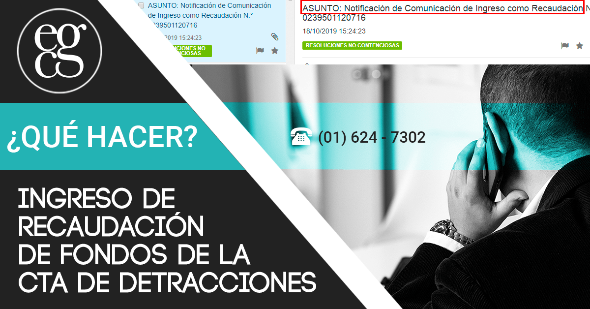 INGRESO COMO RECAUDACION DE FONDOS DE DETRACCIONES